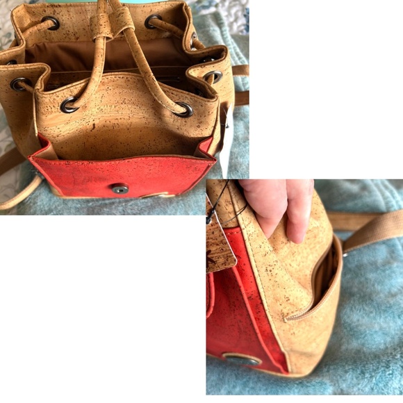 NWT Natural CORK Two-tone Backpack Made in Portugal - Picture 8 of 16